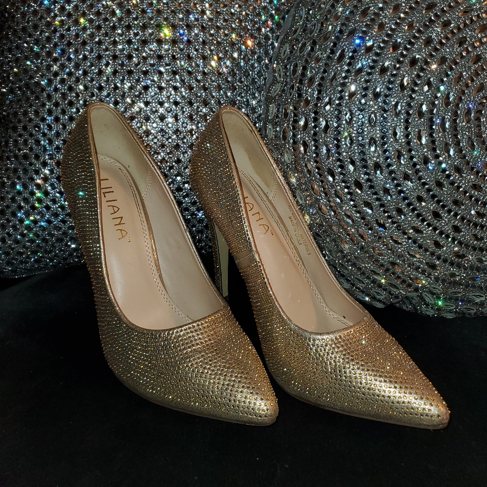 Rose Gold Rhinestone Heels - Picture 5 of 6